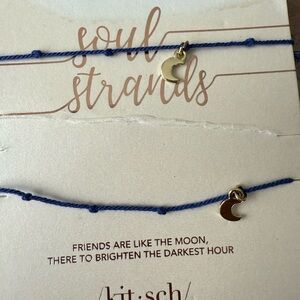 NEW Kitsch Friendship Bracelets W Gold Moon Charm Set Of 2 For You And A Friend